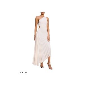 A.L.C. One-Shoulder Cream Pleated Dress